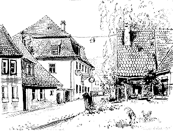 Zeichnung das Gasthaus WeinlÃ¤nder in Leonrod